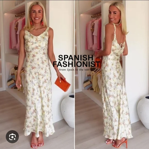 Zara ZW Collection Long Printed Satin Dress - Picture 1 of 9